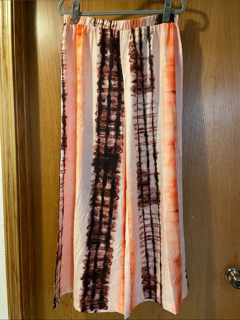 Tie-Dye Palazzos Pants in Orange and Brown L6